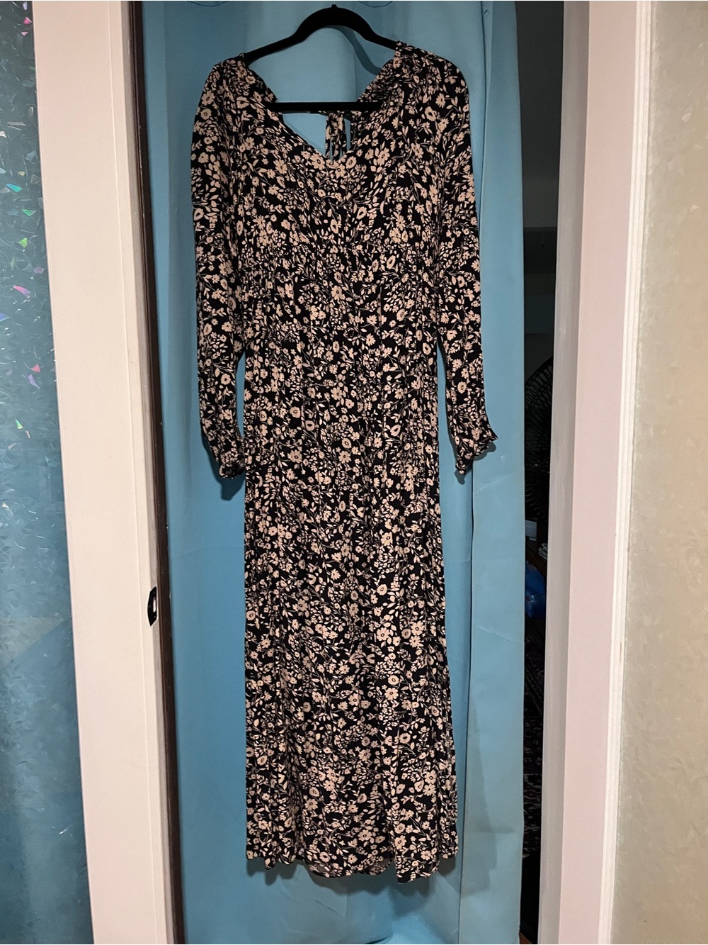 Black Floral Long Sleeve Maxi Dress - Maternity
